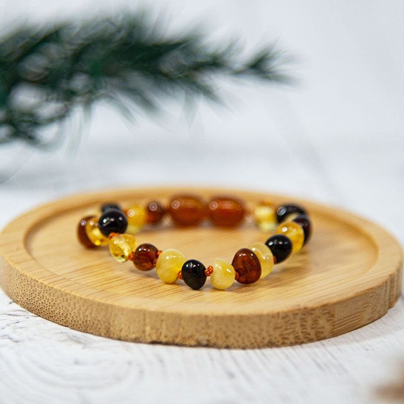 Bracelet d'ambre avec multi pierre naturelles pour bébé