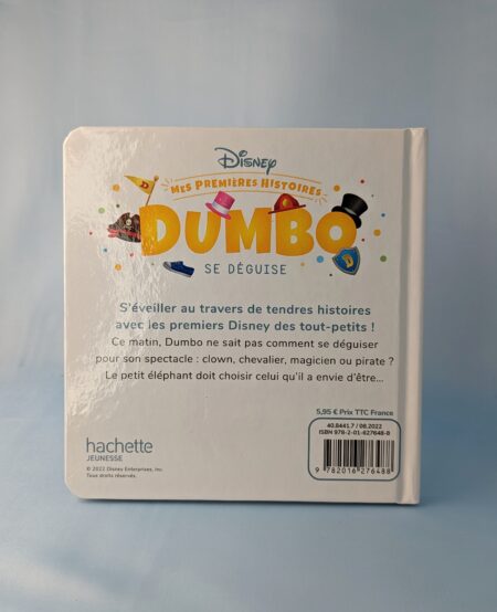 Résumé de Dumbo se déguise : Ce matin, Dumbo ne sait pas comment se déguiser pour son spectacle : clown, chevalier, magicien ou pirate ? Le petit éléphant doit choisir celui qu'il a envie d'être...