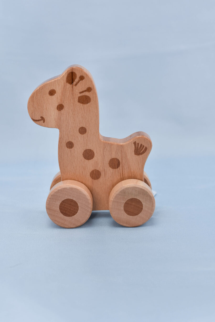 Girafe en bois à pousser par bébé