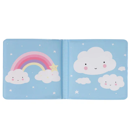 livre de bain bébé avec un arc en ciel et un nuage